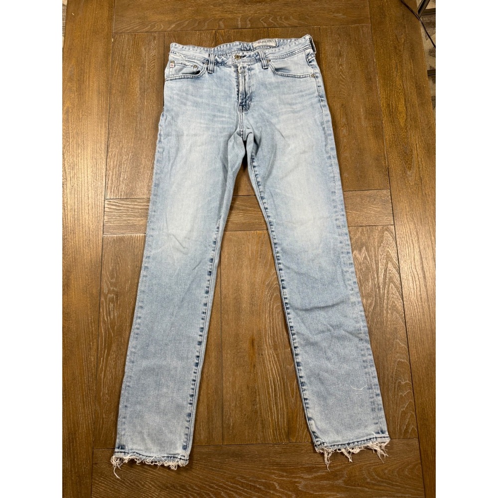 AG Adriano Goldschmied Jeans Womens 32 Light Wash Raw Hem Slim Straight Made USA